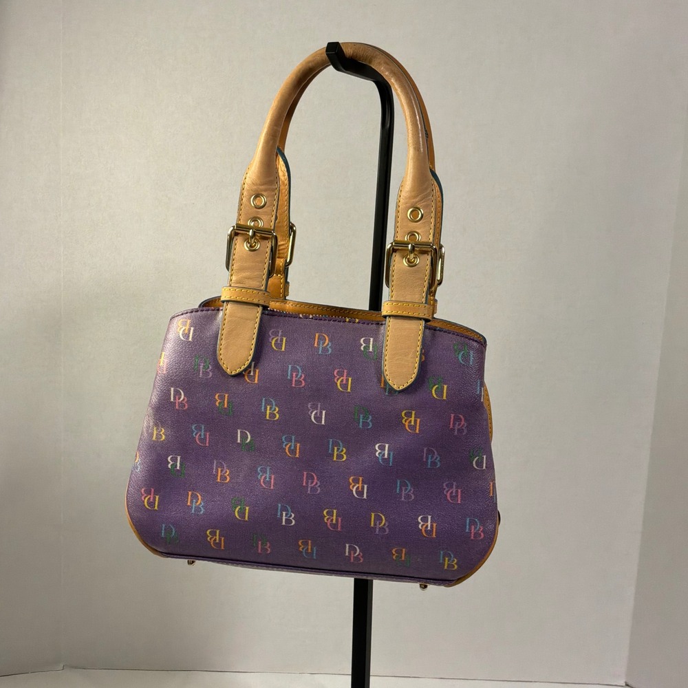 Dooney & Bourke Satchel Small Purple Rainbow Monogram IT Bag Vintage Y2K Style